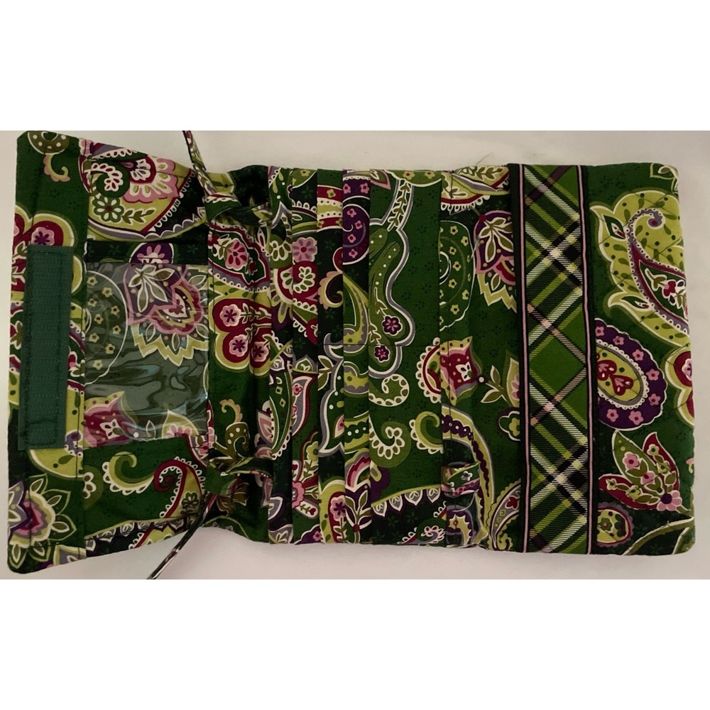 Vera Bradley Trifold Wallet Cross Body Bag Clutch Paisley Flowers Hearts Plaid - Picture 12 of 15